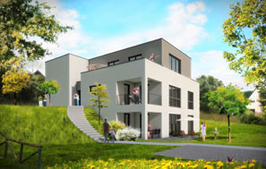 Dreistoeckiger Neubau-Projekte mit Penthousewohnung im Neubaugebiet Wittlich.